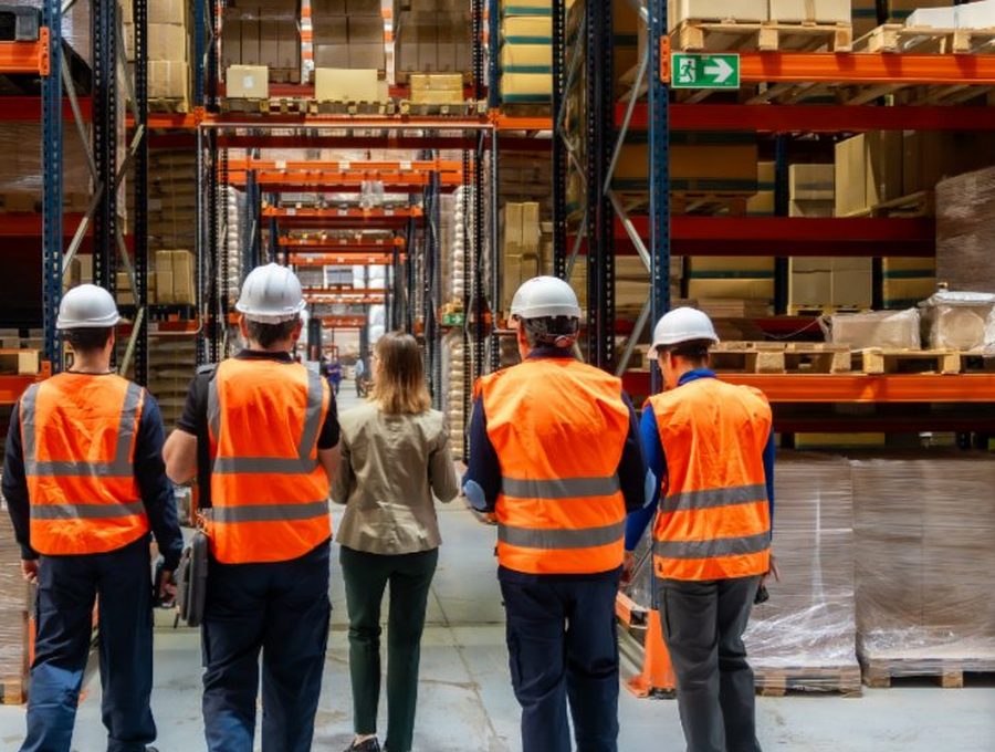 Operador logístico Grupo CV Logistics supervisando contenedores